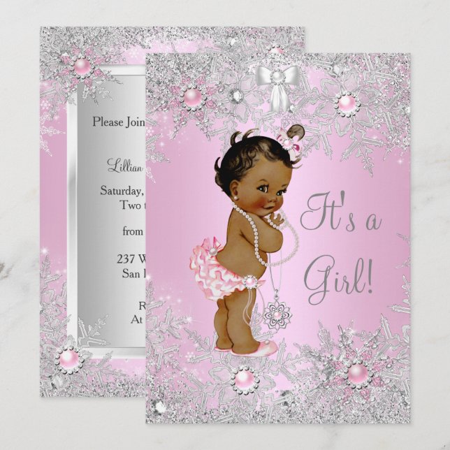 Invitación Chica Baby Shower Rosa Winder Wonder Land de orige (Anverso / Reverso)