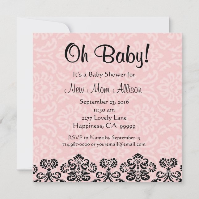Invitación Chica Baby Shower V03 del amortiguador de taupe ma (Anverso)