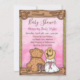 Invitación Chica Baby Shower | Vaquera y Oso de Teddy