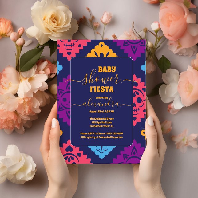 Invitación Chica Baby Shower Vibrante Mexicana Floral Fiesta (Subido por el creador)