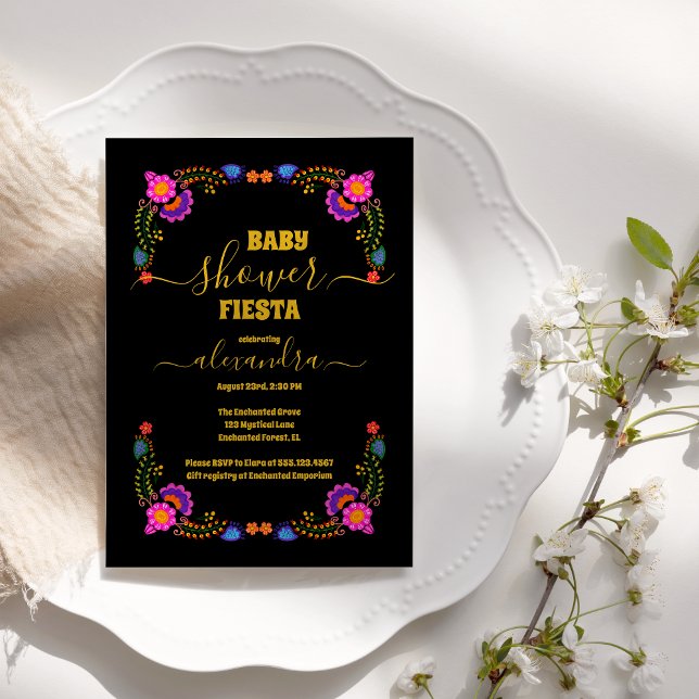 Invitación Chica Baby Shower Vibrante Mexicana Floral Fiesta (Subido por el creador)