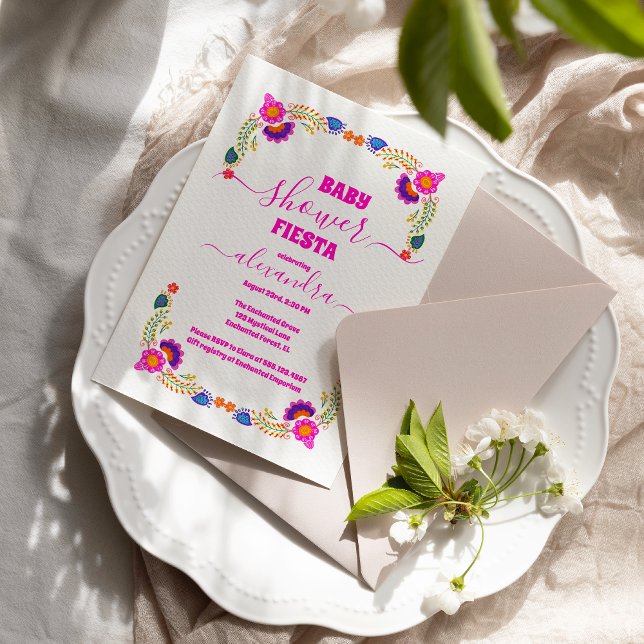 Invitación Chica Baby Shower Vibrante Mexicana Floral Fiesta (Subido por el creador)
