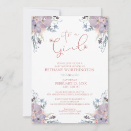 Invitación Chica Baby Shower Watercolor Wildflowers