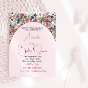 Invitación Chica Baby Shower Wildflowers Pink