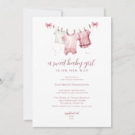 Invitación Chica BabyClothes Clothesline Baby Shower