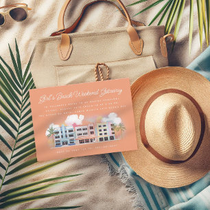 Invitación Chica Beach Weekend Getaway Cumpleaños Bachelorett
