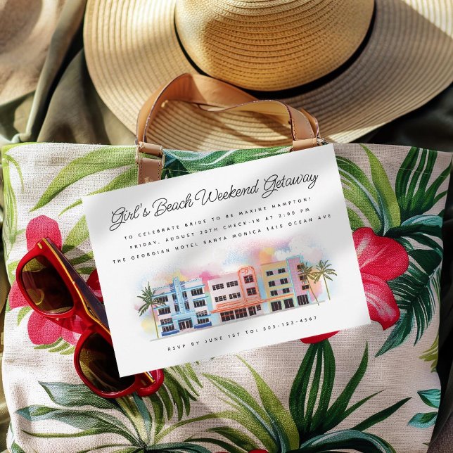 Invitación Chica Beach Weekend Getaway Cumpleaños Bachelorett (Subido por el creador)