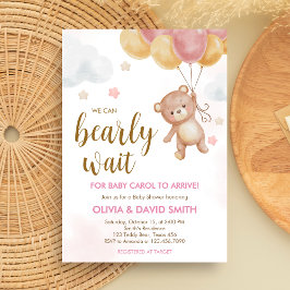 Invitación Chica Bear Bearly Wait Baby Shower