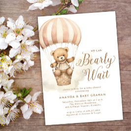 Invitación Chica Bearly Wait Teddy Bear Baby Shower