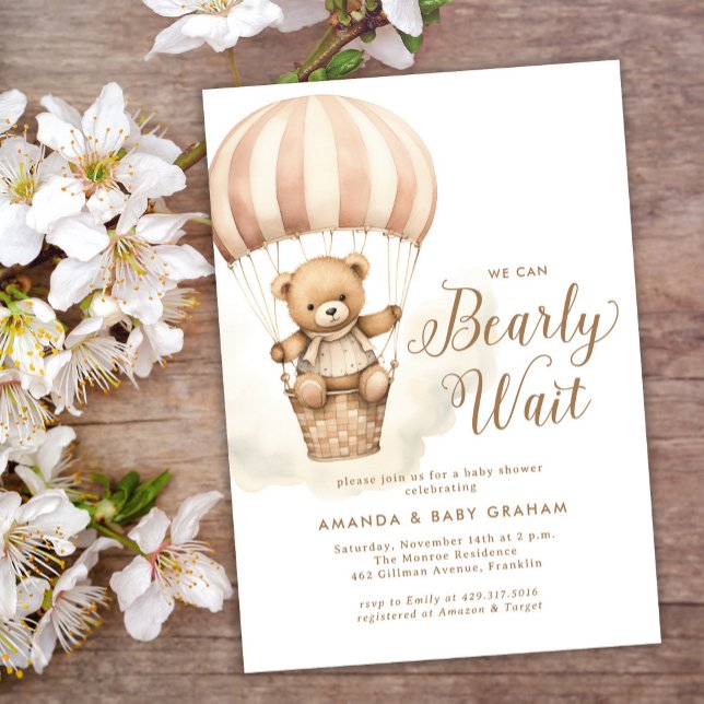 Invitación Chica Bearly Wait Teddy Bear Baby Shower (Subido por el creador)