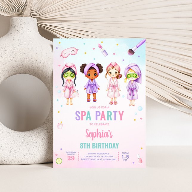 Invitación Chica Beauty Spa Fiesta Fiesta de cumpleaños (Beauty Spa Party Birthday Party Invitation)