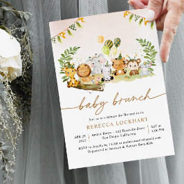 Invitación Chica Bebé Brunch de animales de Safari de la jung