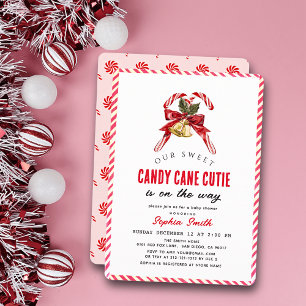 Invitación Chica Bebé de Caramelo de Rosa Cumpleaños