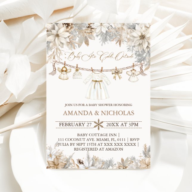 Invitación Chica bebé de invierno hace frío fuera de Baby Sho (Subido por el creador)