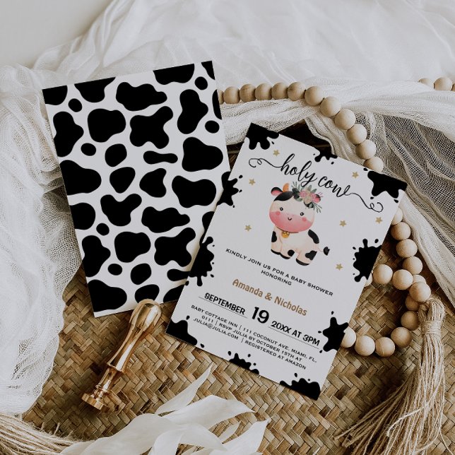 Invitación Chica Bebé Duchas Florales Vaca Sagrada Boho (Subido por el creador)