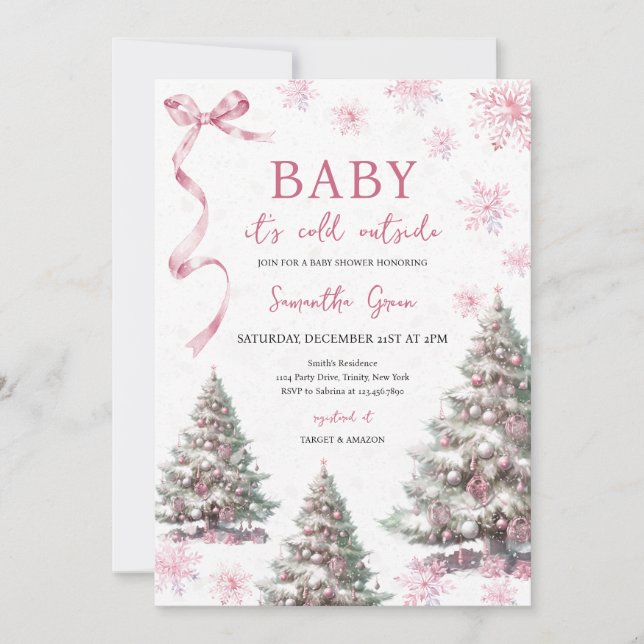Invitación Chica bebé está frío fuera de Navidades Baby Showe (Anverso)