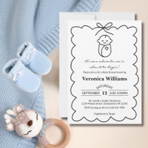 Chica Bebé Neutral y Lazo Moderno Baby Shower