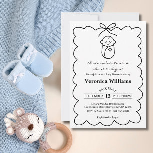 Invitación Chica Bebé Neutral y Lazo Moderno Baby Shower