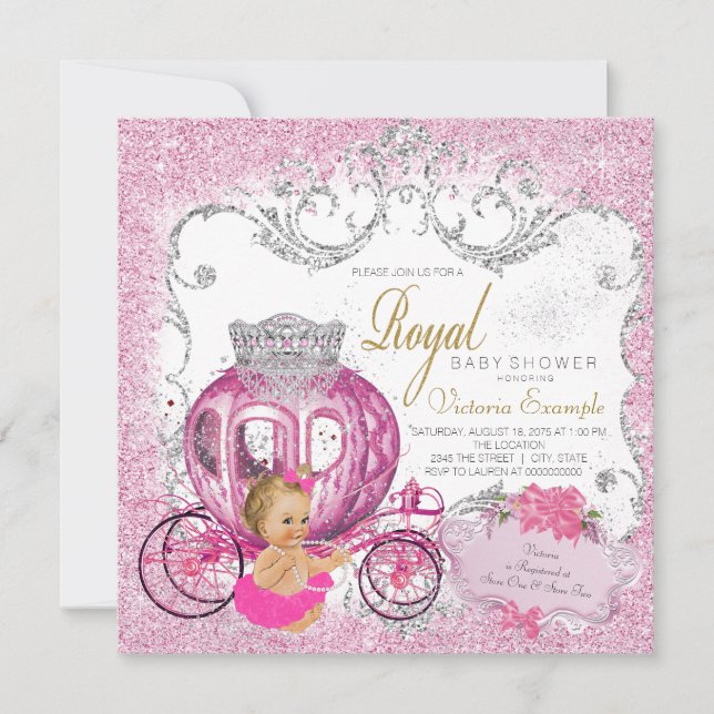 Invitación Chica Bebé Princesa Cuento de Hadas Fiesta de Baby (Anverso)