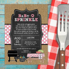 Invitación Chica Bebé Q Sprinkle, BBQ ducha bebé