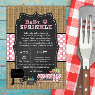 Invitación Chica Bebé Q Sprinkle, BBQ ducha bebé