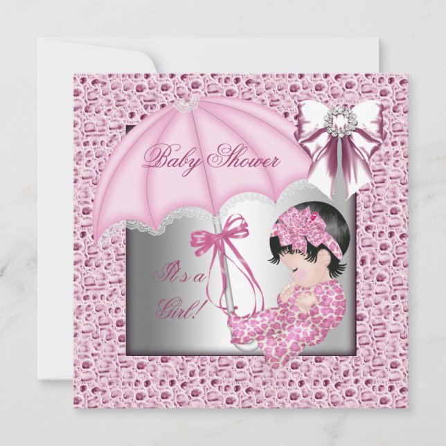 Invitación Chica Bebé Rosa Bonita Fiesta de Cumpleaños (Anverso)
