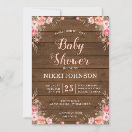 Invitación Chica Bebé Rústica Ducha Country Chic Floral Mader