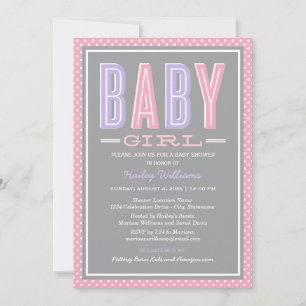 Invitación Chica Bebé Tipo Negrita Baby Shower