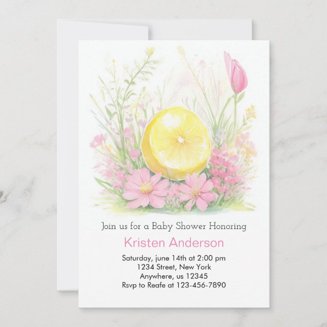 Invitación Chica beligerante de Lemonade rosa Baby Shower (Anverso)