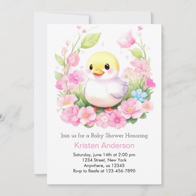 Invitación Chica beligerante y cariñoso Baby Shower (Anverso)