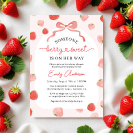Invitación Chica Berry Sweet Croquette Bow Baby Shower