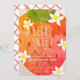 Invitación Chica Berry Sweet Strawberry de Baby Shower