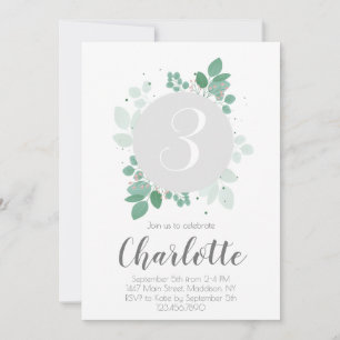 Invitación Chica Birthday Floral laurel