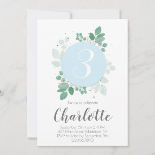 Invitación Chica Birthday Floral laurel