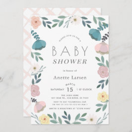 Invitación Chica blanco Floral Garden Baby Shower