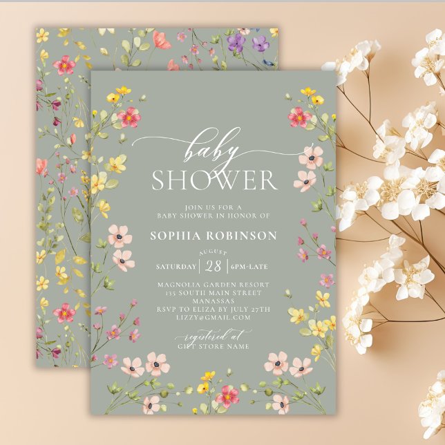 Invitación Chica bohemio de flores silvestres Baby Shower ver (Subido por el creador)