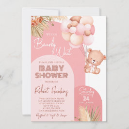 Invitación Chica Boho Arch Teddy Bear Bearly Wait Baby Shower