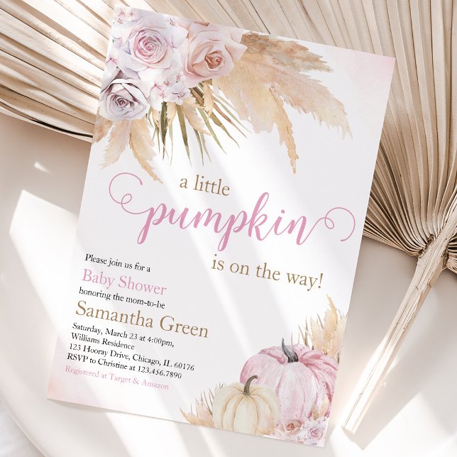 Invitación Chica Boho Calabaza Baby Shower (Subido por el creador)
