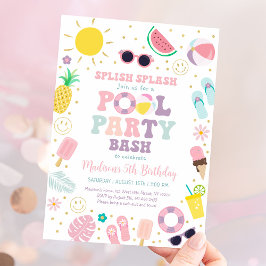 Invitación Chica Boho Hippie Pool Fiesta Cumpleaños