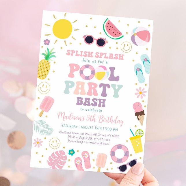 Invitación Chica Boho Hippie Pool Fiesta Cumpleaños (Subido por el creador)