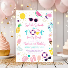 Invitación Chica Boho Pool Fiesta Cumpleaños