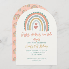 Invitación Chica Boho Rainbow Dreams coral ligero