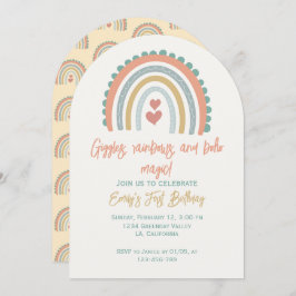 Invitación Chica Boho Rainbow sueña amarillo pálido