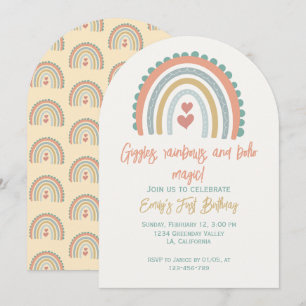 Invitación Chica Boho Rainbow sueña amarillo pálido