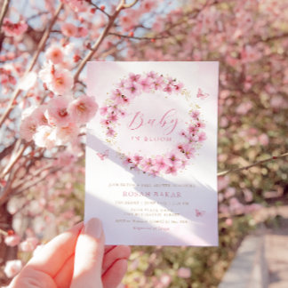 Invitación Chica Boho Rubor Pink Floral Butterfly Baby Shower