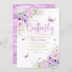 Invitación Chica Boho Whimsical Floral Butterfly Baby Shower