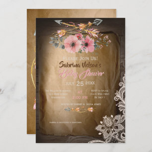 Invitación CHICA BOHO Wild Rosas Baby Shower