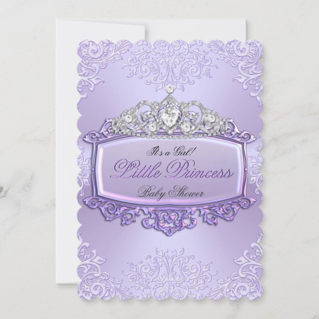 Invitación Chica bonito Baby Shower Princesa Tiara Lavender 2 (Anverso)