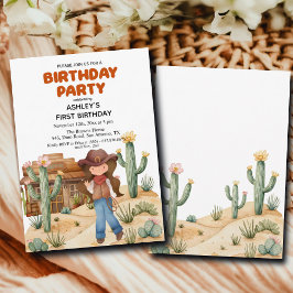 Invitación Chica bovina en el desierto Fiesta de primer cumpl