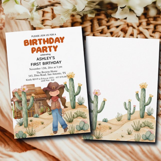 Invitación Chica bovina en el desierto Fiesta de primer cumpl (Subido por el creador)